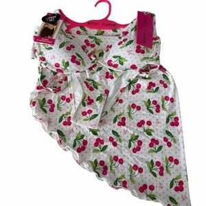 Betsey Johnson 3 Piece  Cherry Print Bikini Set With Sarong Size S NWT
